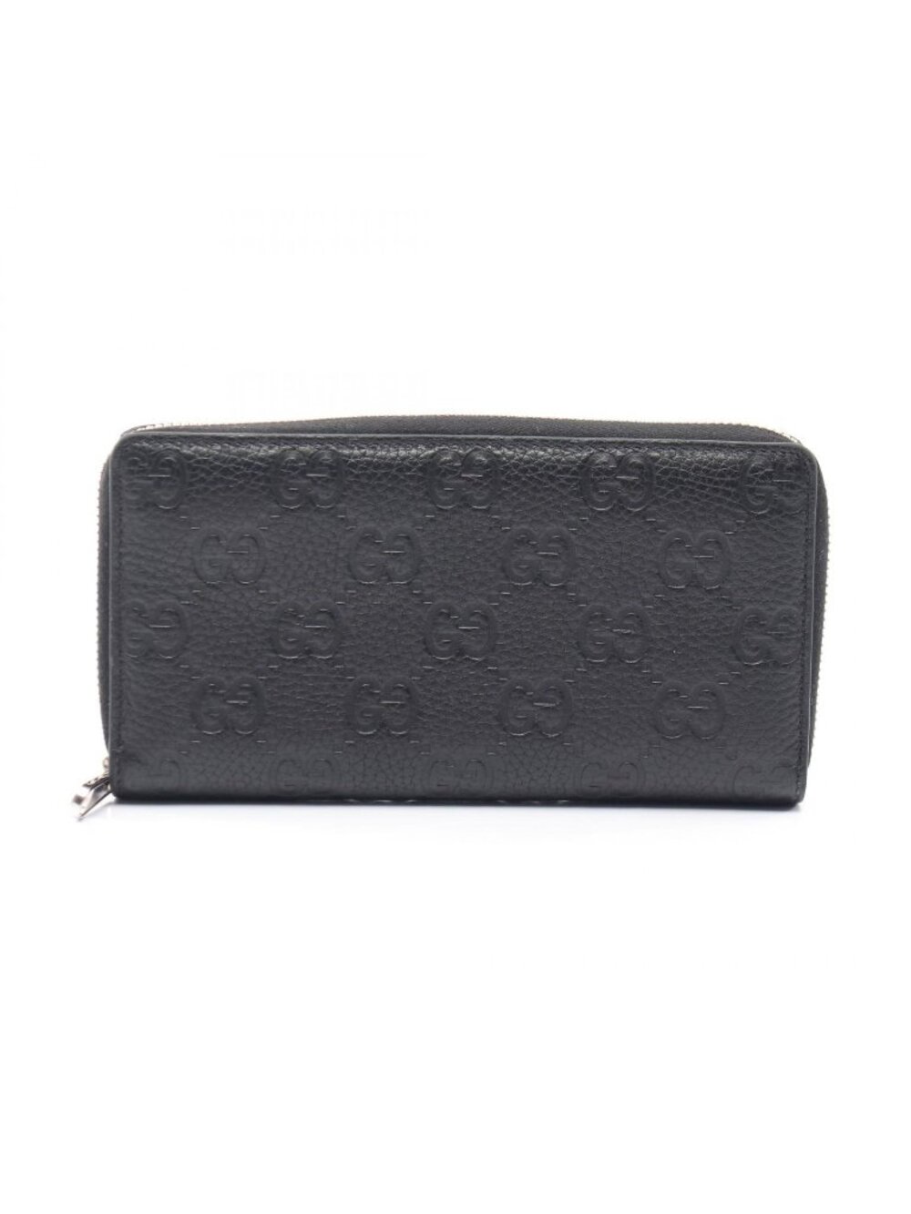 Gucci Round Wallet Imprint Black Leather GG Emblem
